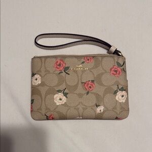 Brand new Coach Tan and Pink Floral Clutch Wristlet